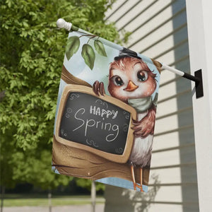 Happy Spring Slate Banner - Poly Poplin Canvas Bird Decor - Dipaliz - Flags & Windsocks