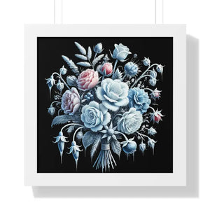 Frosted Flowers Elegant Framed Vertical Art Print - Dipaliz - 16″ x / White - Posters