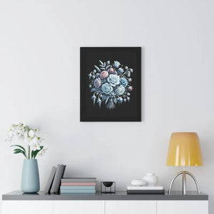 Frosted Flowers Elegant Framed Vertical Art Print - Dipaliz - Posters
