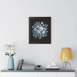 Frosted Flowers Elegant Framed Vertical Art Print - Dipaliz - Posters
