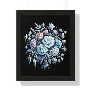 Frosted Flowers Elegant Framed Vertical Art Print - Dipaliz - 16″ x 20″ / Black - Posters