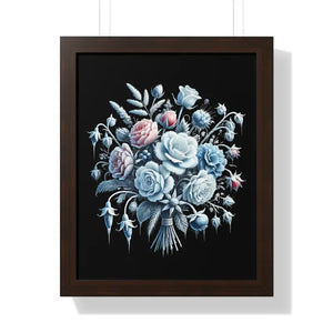 Frosted Flowers Elegant Framed Vertical Art Print - Dipaliz - 16″ x 20″ / Walnut - Posters