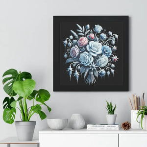 Frosted Flowers Elegant Framed Vertical Art Print - Dipaliz - Posters