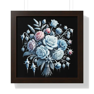 Frosted Flowers Elegant Framed Vertical Art Print - Dipaliz - 16″ x / Walnut - Posters