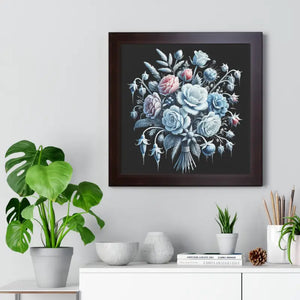 Frosted Flowers Elegant Framed Vertical Art Print - Dipaliz - Posters