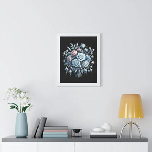 Frosted Flowers Elegant Framed Vertical Art Print - Dipaliz - Posters