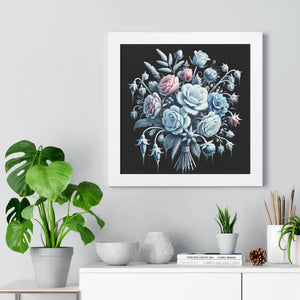 Frosted Flowers Elegant Framed Vertical Art Print - Dipaliz - Posters