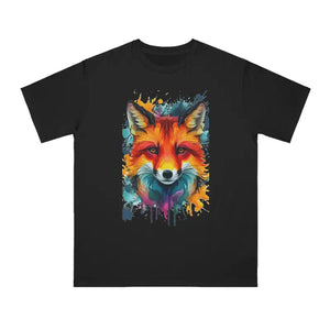 Vibrant Fox Tee - Organic Colorful Splash Design - Dipaliz - Black / s - T-shirts