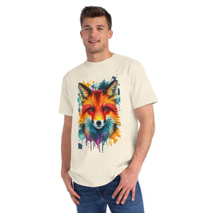 Vibrant Fox Tee - Organic Colorful Splash Design - Dipaliz - Natural / s - T-shirts