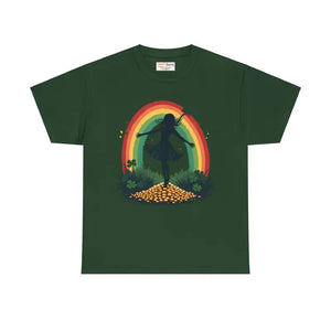 Rainbow Shamrock Heavy Cotton Tee - Irish Magic Style - Dipaliz - Forest Green / s - T-shirts