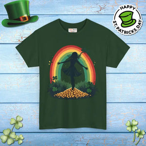 Rainbow Shamrock Heavy Cotton Tee - Irish Magic Style - Dipaliz - T-shirts