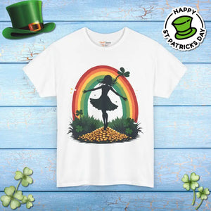 Rainbow Shamrock Heavy Cotton Tee - Irish Magic Style - Dipaliz - White / s - T-shirts