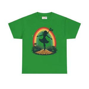 Rainbow Shamrock Heavy Cotton Tee - Irish Magic Style - Dipaliz - T-shirts