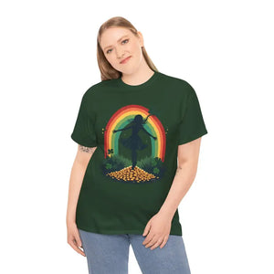 Rainbow Shamrock Heavy Cotton Tee - Irish Magic Style - Dipaliz - T-shirts