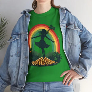 Rainbow Shamrock Heavy Cotton Tee - Irish Magic Style - Dipaliz - T-shirts