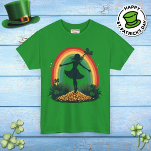 Rainbow Shamrock Heavy Cotton Tee - Irish Magic Style - Dipaliz - Green / s - T-shirts