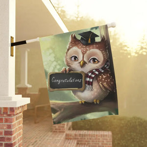 Congrats Garden Banner - Graduating Owl Grad Charm - Dipaliz - 24.5’’ × 32’’ - Flags & Windsocks