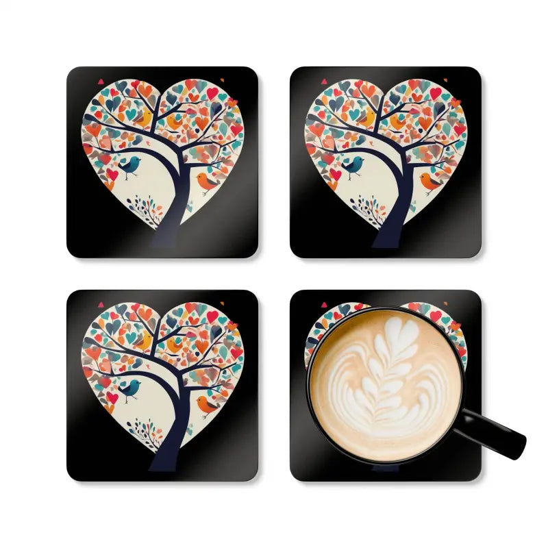 Heart Shaped Tree - Enchanting Table Art | Dipaliz - Cork / 3.75’’ × / Square - Coasters