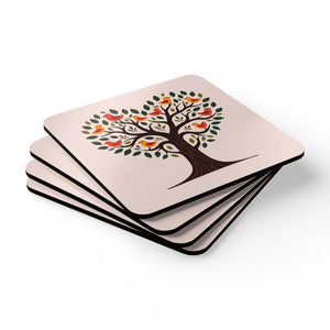 Heart Shaped Tree Corkwood Coaster Set - Stylish Barware - Dipaliz - Cork / 3.75’’ × / Square - Coasters
