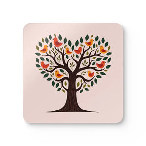 Heart Shaped Tree Corkwood Coaster Set - Stylish Barware - Dipaliz - Cork / 3.75’’ × / Square - Coasters