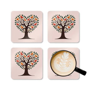 Heart Shaped Tree Corkwood Coaster Set - Stylish Barware - Dipaliz - Cork / 3.75’’ × / Square - Coasters