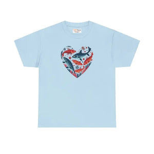 Fishes Unisex Heavy Cotton Tee with Taped Shoulders - Dipaliz - T-shirts