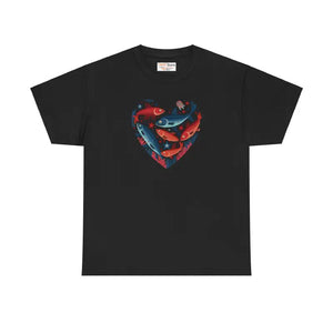 Fishes Unisex Heavy Cotton Tee with Taped Shoulders - Dipaliz - Black / s - T-shirts