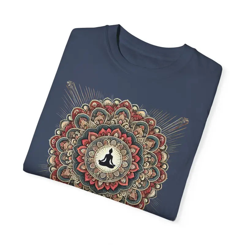 Chill Vibes Comfort Colors Tee: Person Meditating Inside Mandala - T-shirt