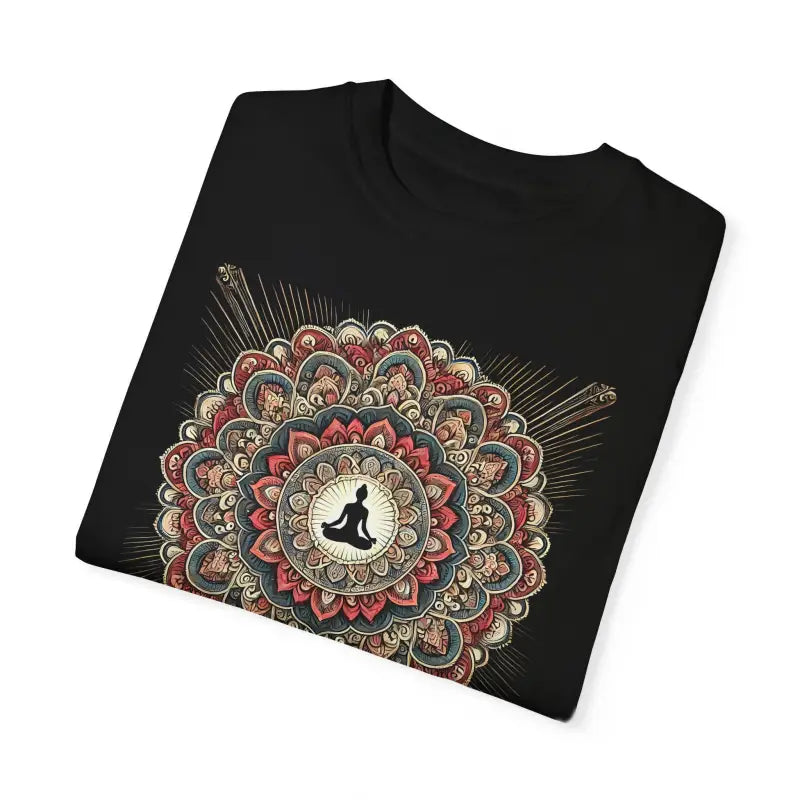 Chill Vibes Comfort Colors Tee: Person Meditating Inside Mandala - T-shirt