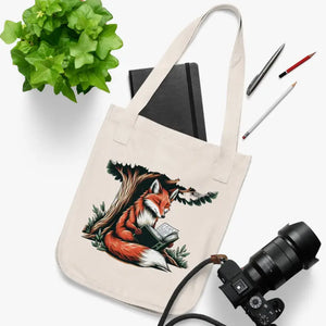 Red Fox Reading Organic Canvas Tote - Eco Friendly Adventure - Dipaliz - one Size / Natural - Bags