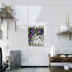 Home Decor - Purple Clematis Flowers Ceramic Photo Tile - Dipaliz