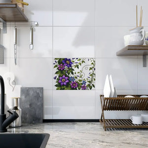 Purple Clematis Flowers Ceramic Photo Tile - Nature Art - Dipaliz - 6’’ × 8’’ / Glossy - Wall Tiles