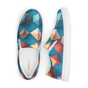Canvas Slip-ons Blue Orange Abstract Art Pattern - Dipaliz - Sneakers