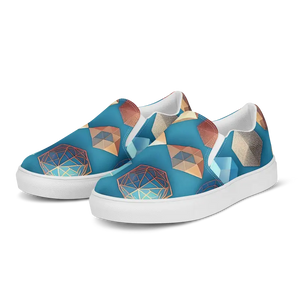 Canvas Slip-ons Blue Orange Abstract Art Pattern - Dipaliz - Sneakers
