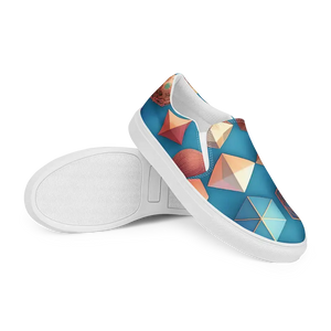 Canvas Slip-ons Blue Orange Abstract Art Pattern - Dipaliz - Sneakers