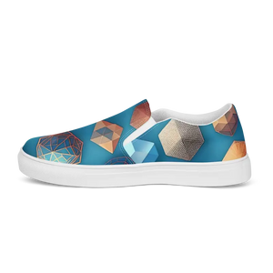 Canvas Slip-ons Blue Orange Abstract Art Pattern - Dipaliz - Sneakers