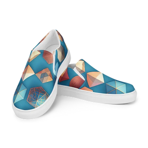 Canvas Slip-ons Blue Orange Abstract Art Pattern - Dipaliz - Sneakers