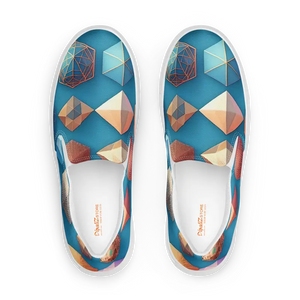 Canvas Slip-ons Blue Orange Abstract Art Pattern - Dipaliz - Sneakers
