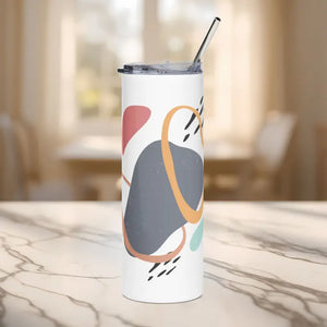 Matte Tumbler 20oz Stainless Steel Abstract Art - Dipaliz - White / Tumblers