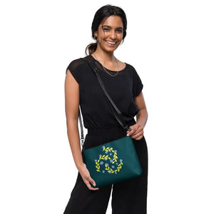 Dipaliz Muse Crossbody Emerald Green Abstract Art Flair Canvas Bag - Cross Body Bags
