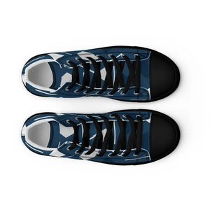 Abstract Blue Triangles Canvas Shoes - Dipaliz Wearable Art - Sneakers