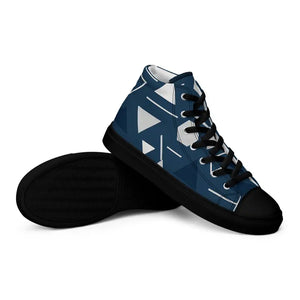 Abstract Blue Triangles Canvas Shoes - Dipaliz Wearable Art - Sneakers