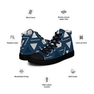Abstract Blue Triangles Canvas Shoes - Dipaliz Wearable Art - Sneakers