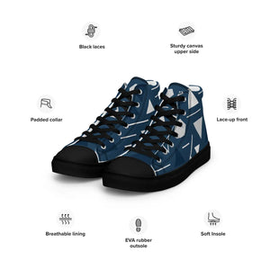 Abstract Blue Triangles Canvas Shoes - Dipaliz - Sneakers