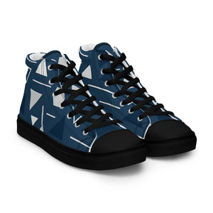 Abstract Blue Triangles Canvas Shoes - Dipaliz - Sneakers