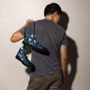 Abstract Blue Triangles Canvas Shoes - Dipaliz - Sneakers