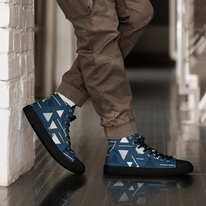 Abstract Blue Triangles Canvas Shoes - Dipaliz - Sneakers