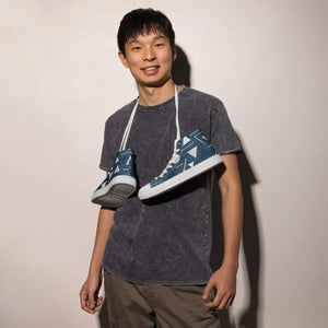 Abstract Blue Triangles Canvas Shoes - Dipaliz - Sneakers