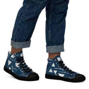 Abstract Blue Triangles Canvas Shoes - Dipaliz - Sneakers