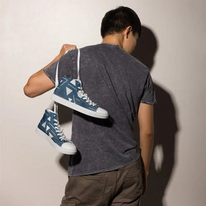 Abstract Blue Triangles Canvas Shoes - Dipaliz - Sneakers